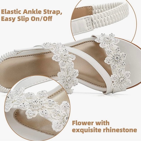 GUC White Wedge Bohemian Sandals - Picture 4 of 7